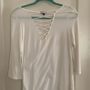 White lace up express top